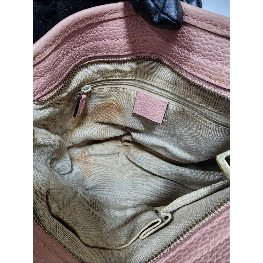 Authentic Gucci Small GG Canvas Bree satchel Bag Beige/Pink